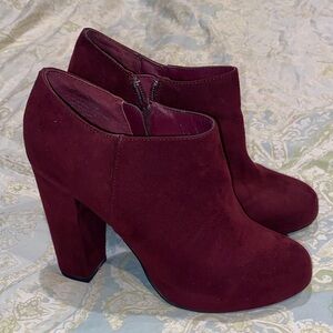 Nine West Deep Red Heeled Booties size 7.5